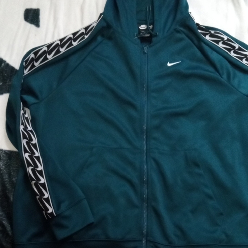 Nike Teal Track Jacket with Black and White Accents